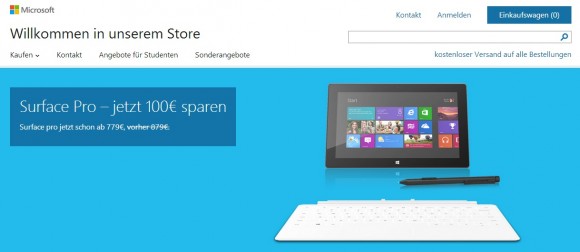 Microsoft Surface Pro: Jetzt auch in Deutschland um 100 Euro reduziert